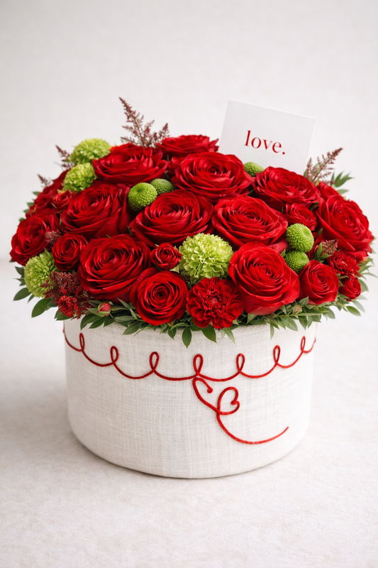 Red Line of Love - Arrangement available in Washington DC | Tempo Lazer Flowers Studio, Washington DC florist