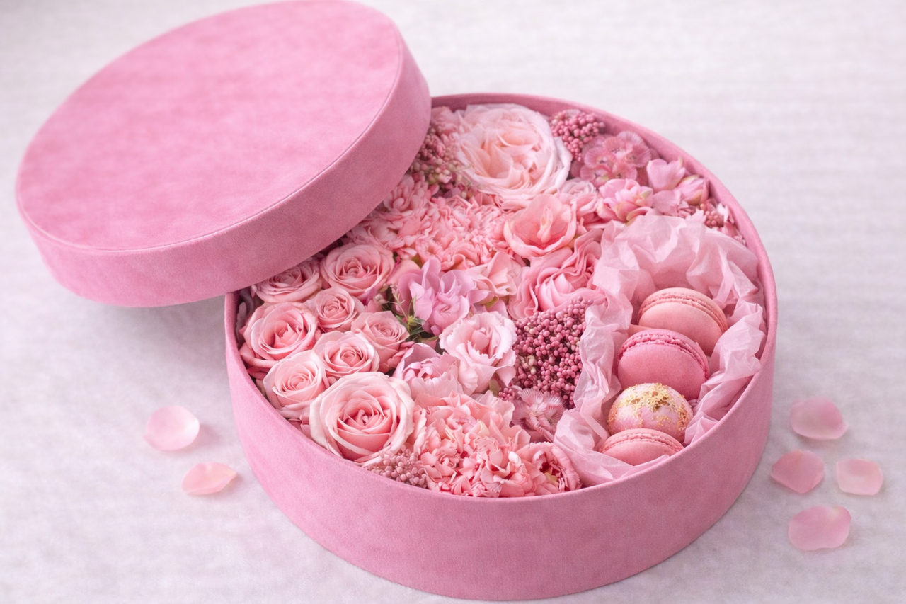 الكلاسيكي الوردي الفاتح - Blooming Box available in Washington DC | Tempo Lazer Flowers Studio, Washington DC florist