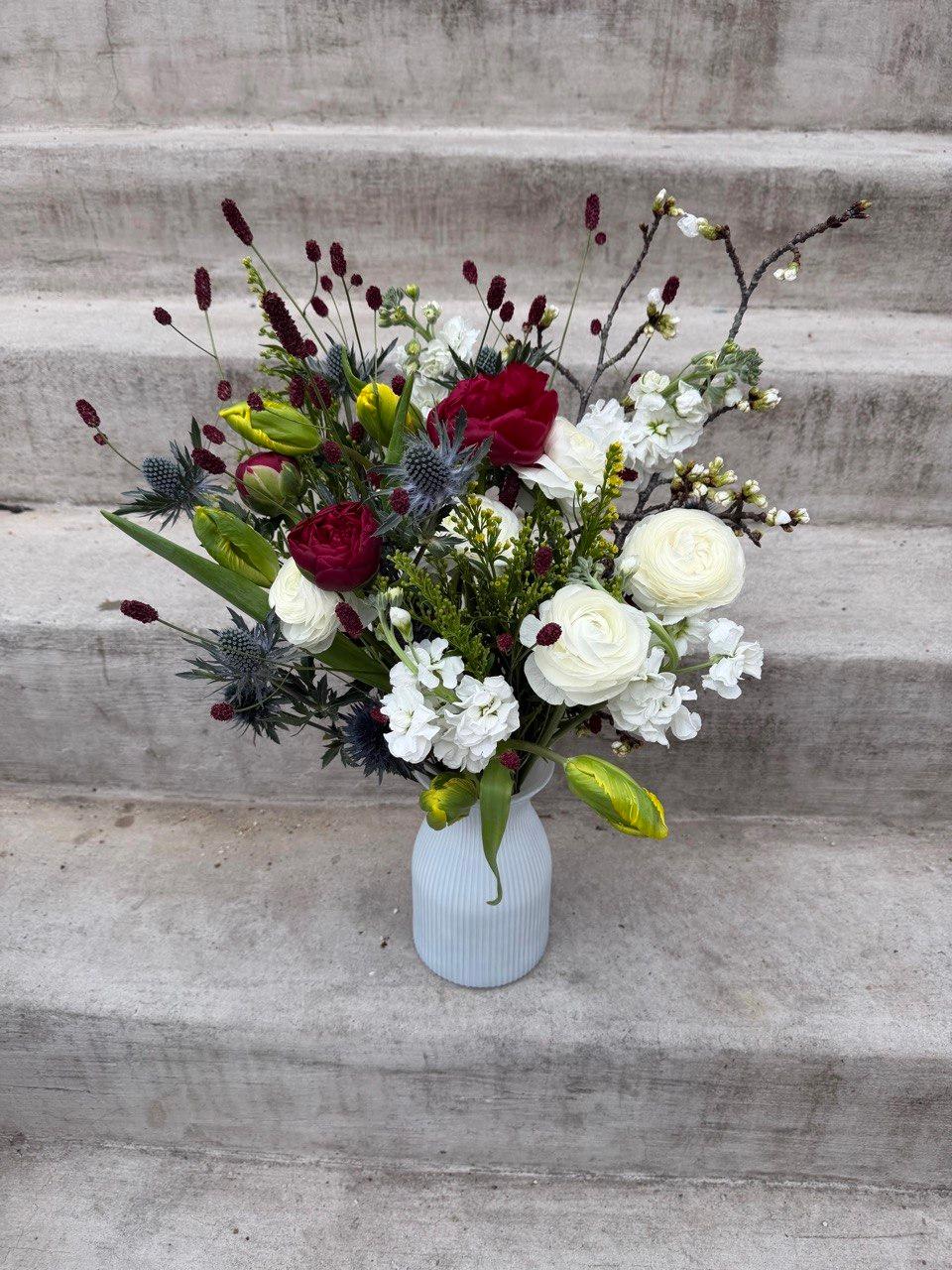 Capitol Hill Crimson Contrast - Bouquet available in Washington DC | Tempo Lazer Flowers Studio, Washington DC florist