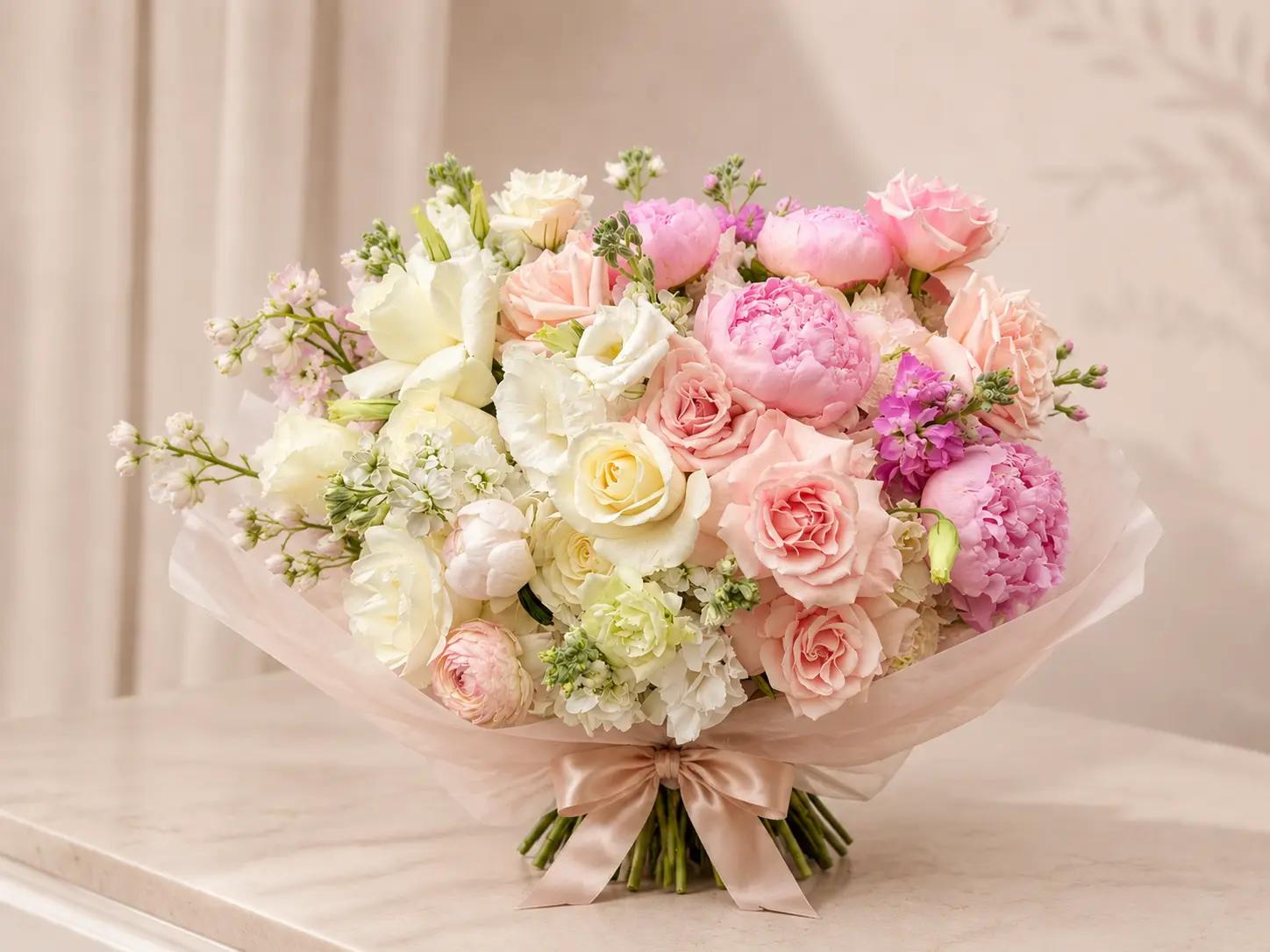 Georgetown Blush & Ivory - luxury floral arrangement for delivery in Washington DC